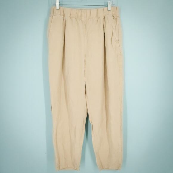 Eileen Fisher Size Medium M Tan Pull On Tapered Leg Ankle Tencel Linen Pants - Picture 1 of 5
